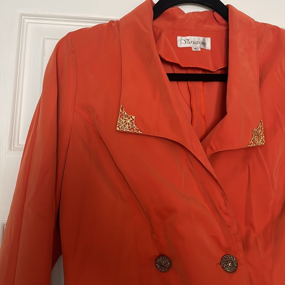 Vintage Orange Blazer with Gold Detailing